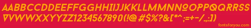 Baron Neue Bold Italic-Schriftart – Orangefarbene Schriften auf rotem Hintergrund