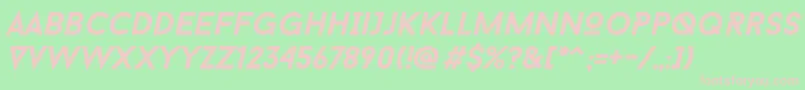 Fonte Baron Neue Bold Italic – fontes rosa em um fundo verde
