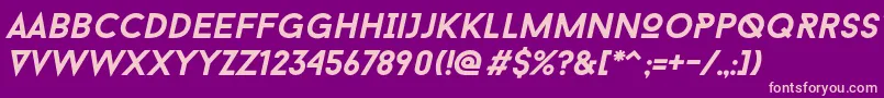 Шрифт Baron Neue Bold Italic – розовые шрифты на фиолетовом фоне