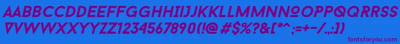 Шрифт Baron Neue Bold Italic – фиолетовые шрифты на синем фоне