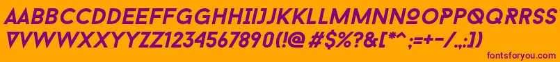 Шрифт Baron Neue Bold Italic – фиолетовые шрифты на оранжевом фоне