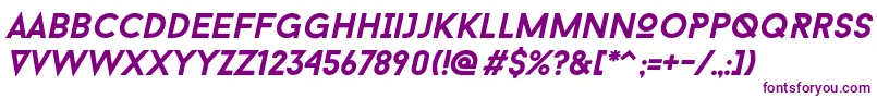 Police Baron Neue Bold Italic – polices violettes sur fond blanc