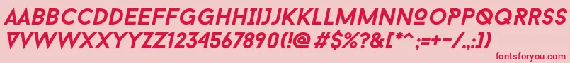 Fonte Baron Neue Bold Italic – fontes vermelhas em um fundo rosa