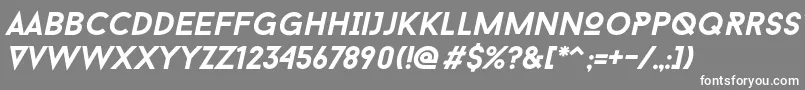 Baron Neue Bold Italic-fontti – valkoiset fontit harmaalla taustalla