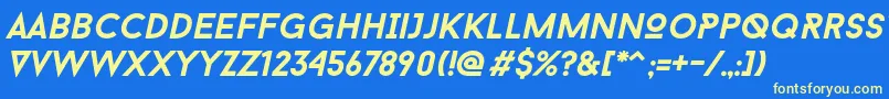 Baron Neue Bold Italic-fontti – keltaiset fontit sinisellä taustalla