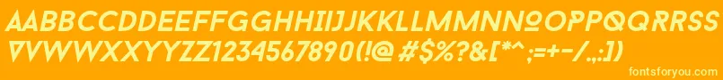 Шрифт Baron Neue Bold Italic – жёлтые шрифты на оранжевом фоне