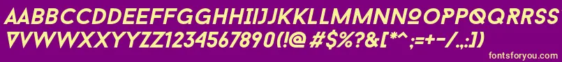 Шрифт Baron Neue Bold Italic – жёлтые шрифты на фиолетовом фоне