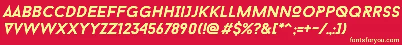 Шрифт Baron Neue Bold Italic – жёлтые шрифты на красном фоне