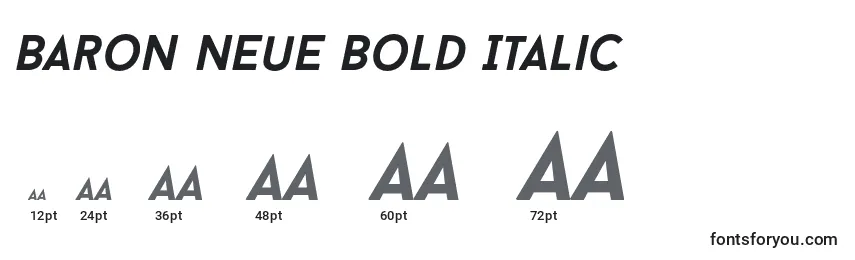 Tamaños de fuente Baron Neue Bold Italic