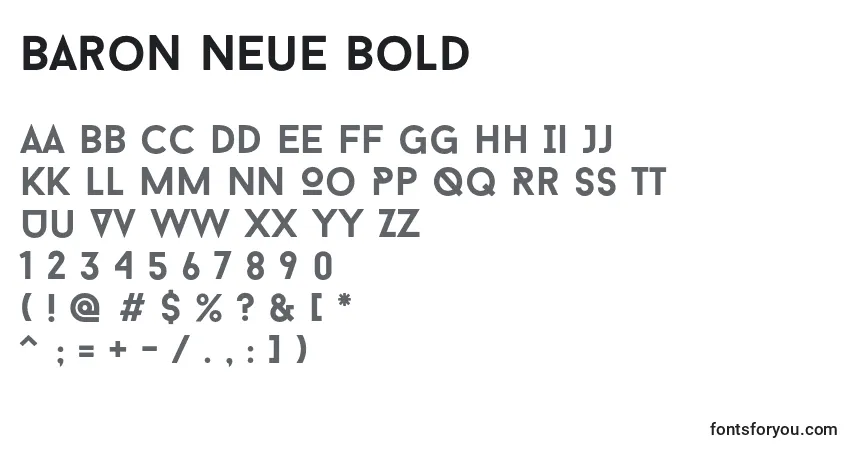 Шрифт Baron Neue Bold – алфавит, цифры, специальные символы