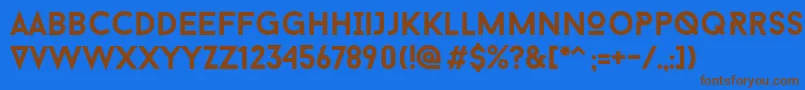 フォントBaron Neue Bold – 茶色の文字が青い背景にあります。