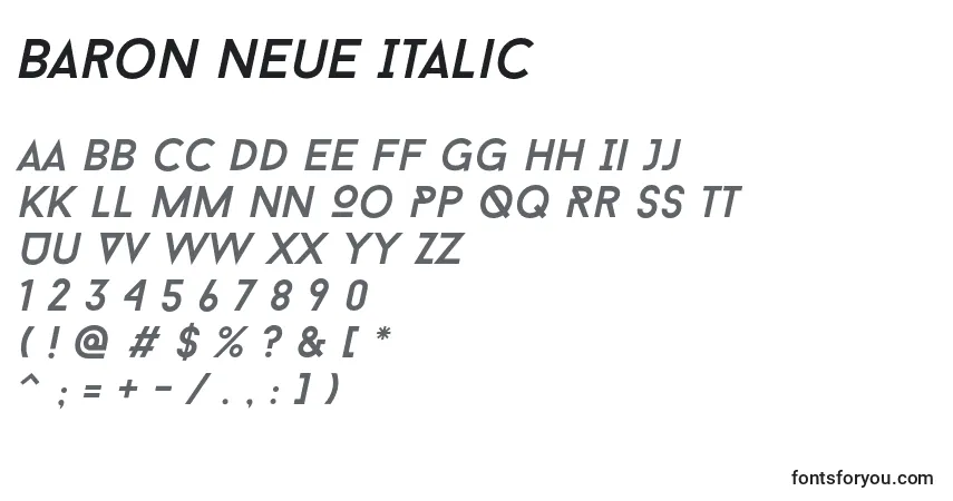 Fuente Baron Neue Italic - alfabeto, números, caracteres especiales
