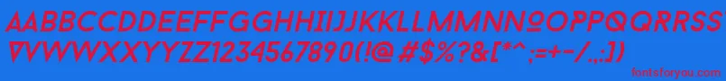 Baron Neue Italic Font – Red Fonts on Blue Background