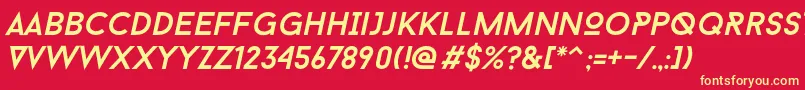 Fonte Baron Neue Italic – fontes amarelas em um fundo vermelho