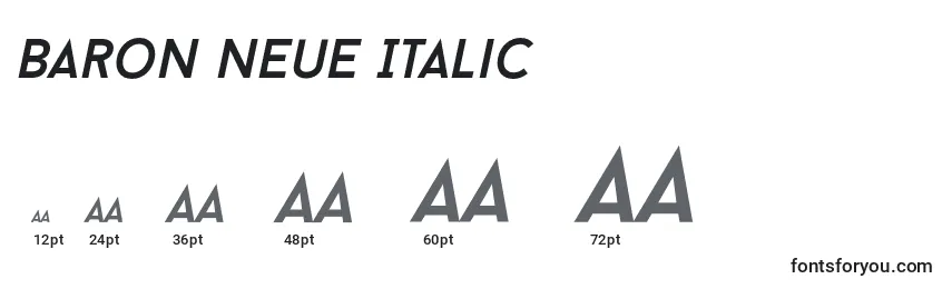 Tamaños de fuente Baron Neue Italic