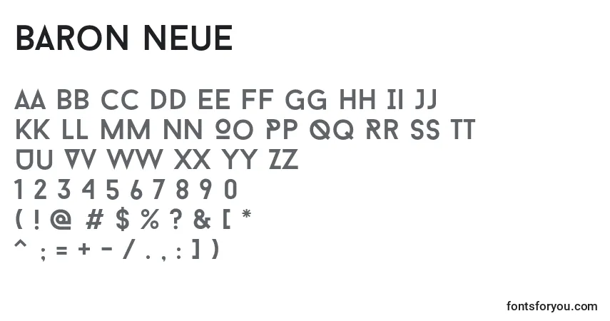 Шрифт Baron Neue – алфавит, цифры, специальные символы