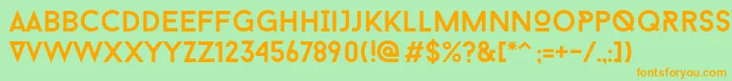 フォントBaron Neue – オレンジの文字が緑の背景にあります。