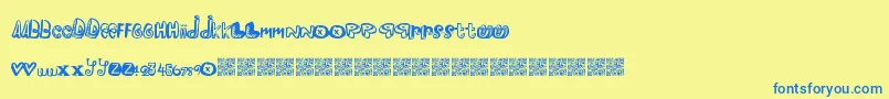 Pleasureriot Font – Blue Fonts on Yellow Background