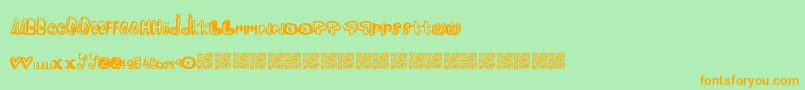 Fonte Pleasureriot – fontes laranjas em um fundo verde