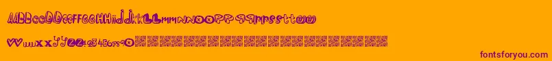 Pleasureriot-Schriftart – Violette Schriften auf orangefarbenem Hintergrund