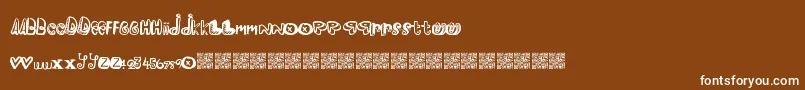 Pleasureriot-Schriftart – Weiße Schriften auf braunem Hintergrund