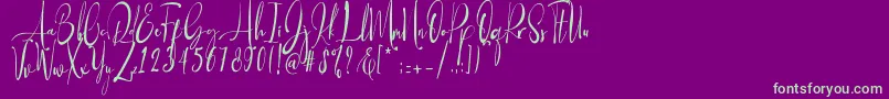 Baropetha Signature1  -Schriftart – Grüne Schriften auf violettem Hintergrund