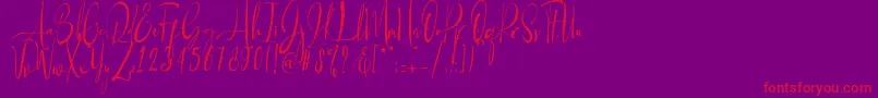 Baropetha Signature1  -Schriftart – Rote Schriften auf violettem Hintergrund