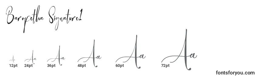 Размеры шрифта Baropetha Signature1  