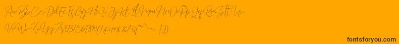 Barosaki Script-Schriftart – Schwarze Schriften auf orangefarbenem Hintergrund