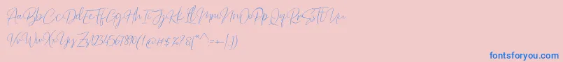 Police Barosaki Script – polices bleues sur fond rose