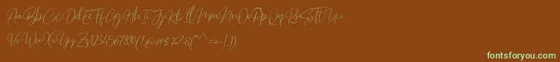 Czcionka Barosaki Script – zielone czcionki na brązowym tle
