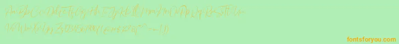 Barosaki Script Font – Orange Fonts on Green Background