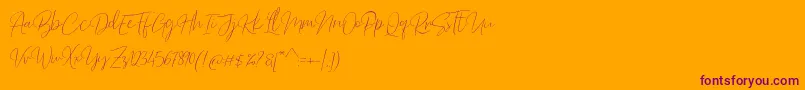 Fonte Barosaki Script – fontes roxas em um fundo laranja