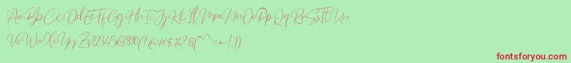 Barosaki Script-Schriftart – Rote Schriften auf grünem Hintergrund