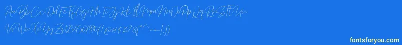 Barosaki Script-Schriftart – Gelbe Schriften auf blauem Hintergrund