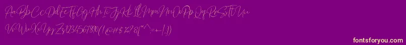 Barosaki Script-Schriftart – Gelbe Schriften auf violettem Hintergrund