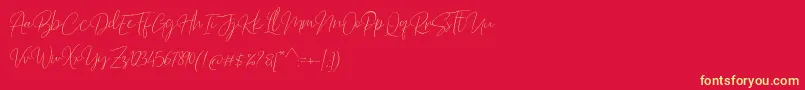 Barosaki Script-Schriftart – Gelbe Schriften auf rotem Hintergrund