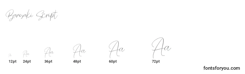 Barosaki Script Font Sizes