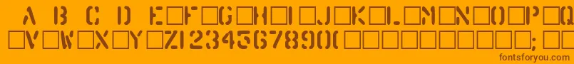 barrel-Schriftart – Braune Schriften auf orangefarbenem Hintergrund