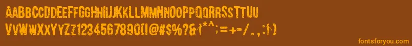 Barrio Chino-Schriftart – Orangefarbene Schriften auf braunem Hintergrund