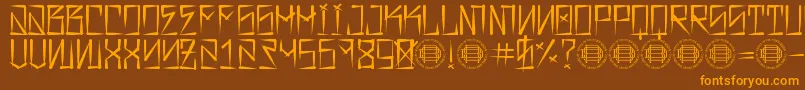 Barrio Rifa-Schriftart – Orangefarbene Schriften auf braunem Hintergrund
