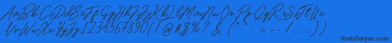 Bartdeng-Schriftart – Schwarze Schriften auf blauem Hintergrund