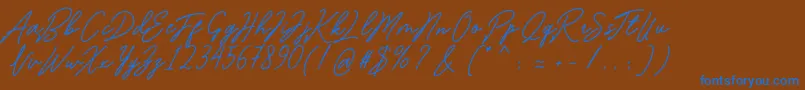 Bartdeng Font – Blue Fonts on Brown Background