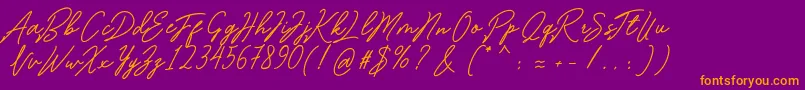 Bartdeng-fontti – oranssit fontit violetilla taustalla