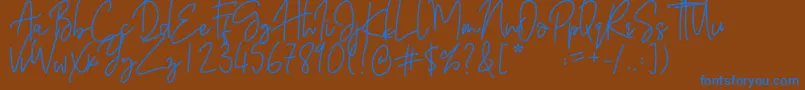 Barthilda-Schriftart – Blaue Schriften auf braunem Hintergrund