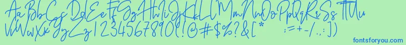 Barthilda Font – Blue Fonts on Green Background