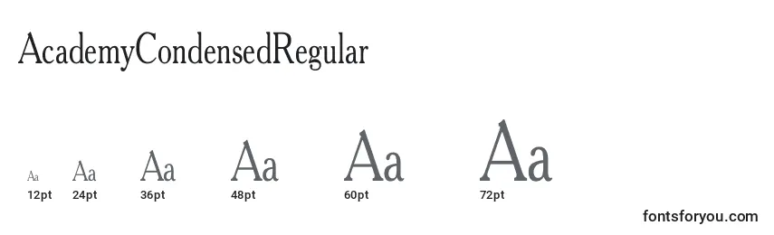 Размеры шрифта AcademyCondensedRegular