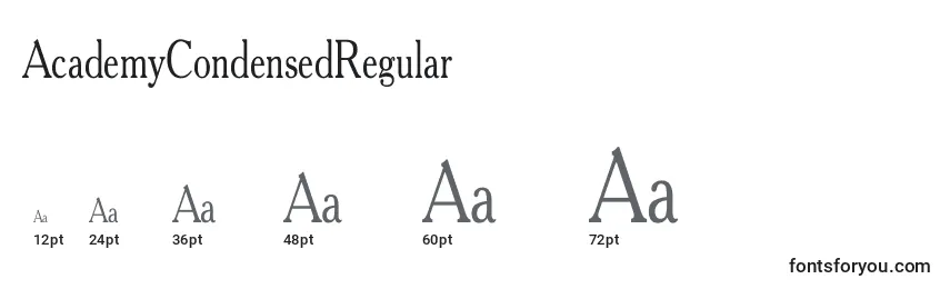 Größen der Schriftart AcademyCondensedRegular