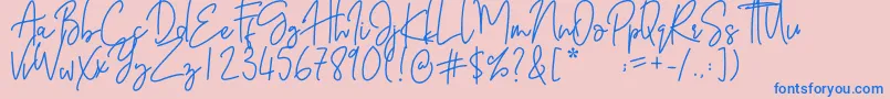 フォントBarthilda – ピンクの背景に青い文字