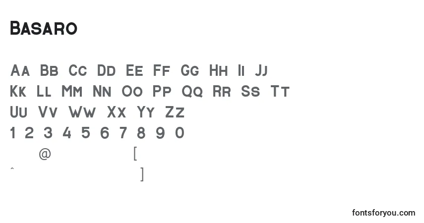 Basaro-fontti – aakkoset, numerot, erikoismerkit